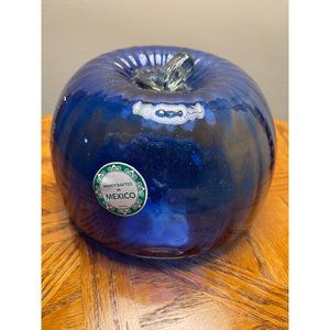 Glass Pumpkin Transparent Cobalt Blue - Hand Blown Glass